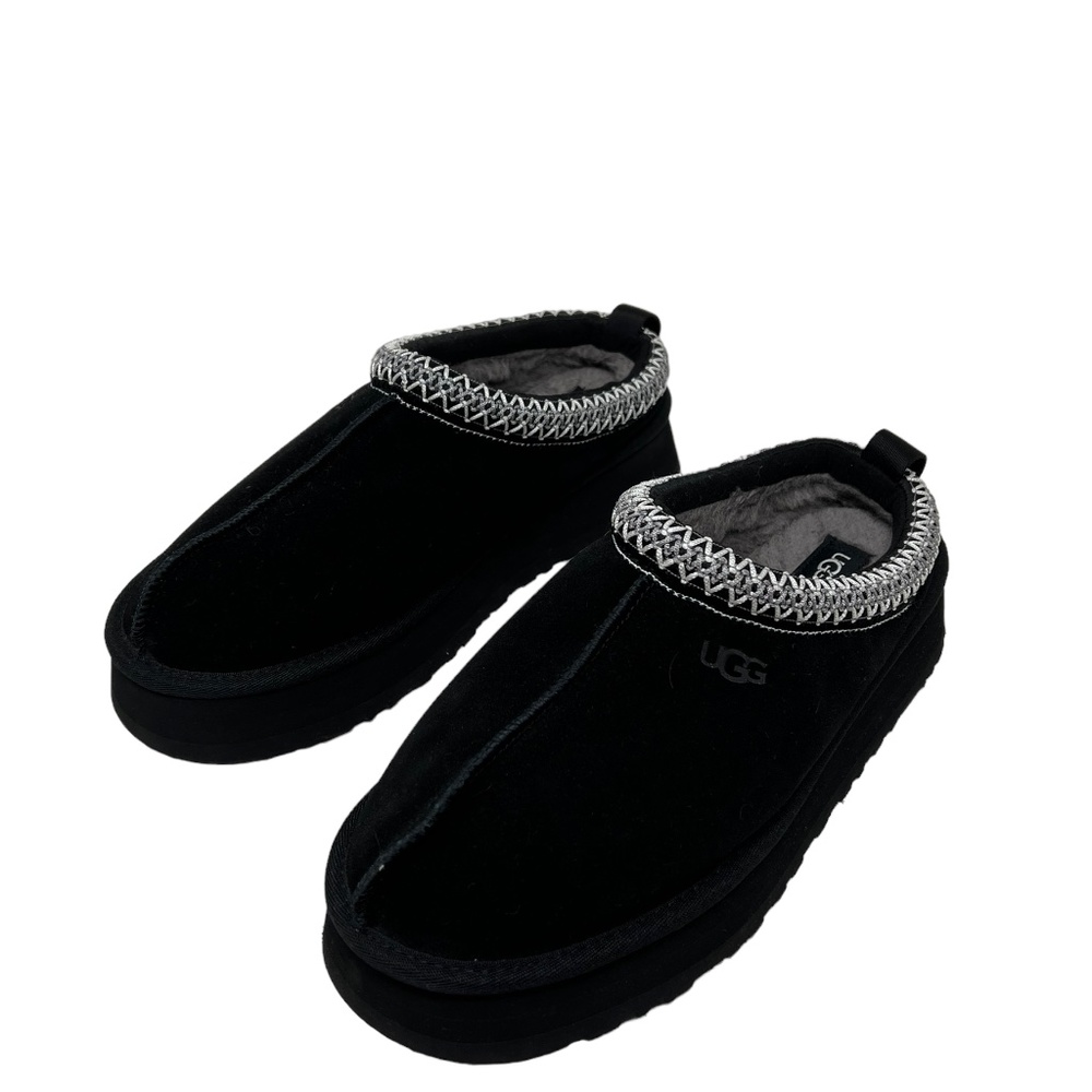 UGG | Tasman Braid Trim Sheepskin Comfort Slippers Black Cozy